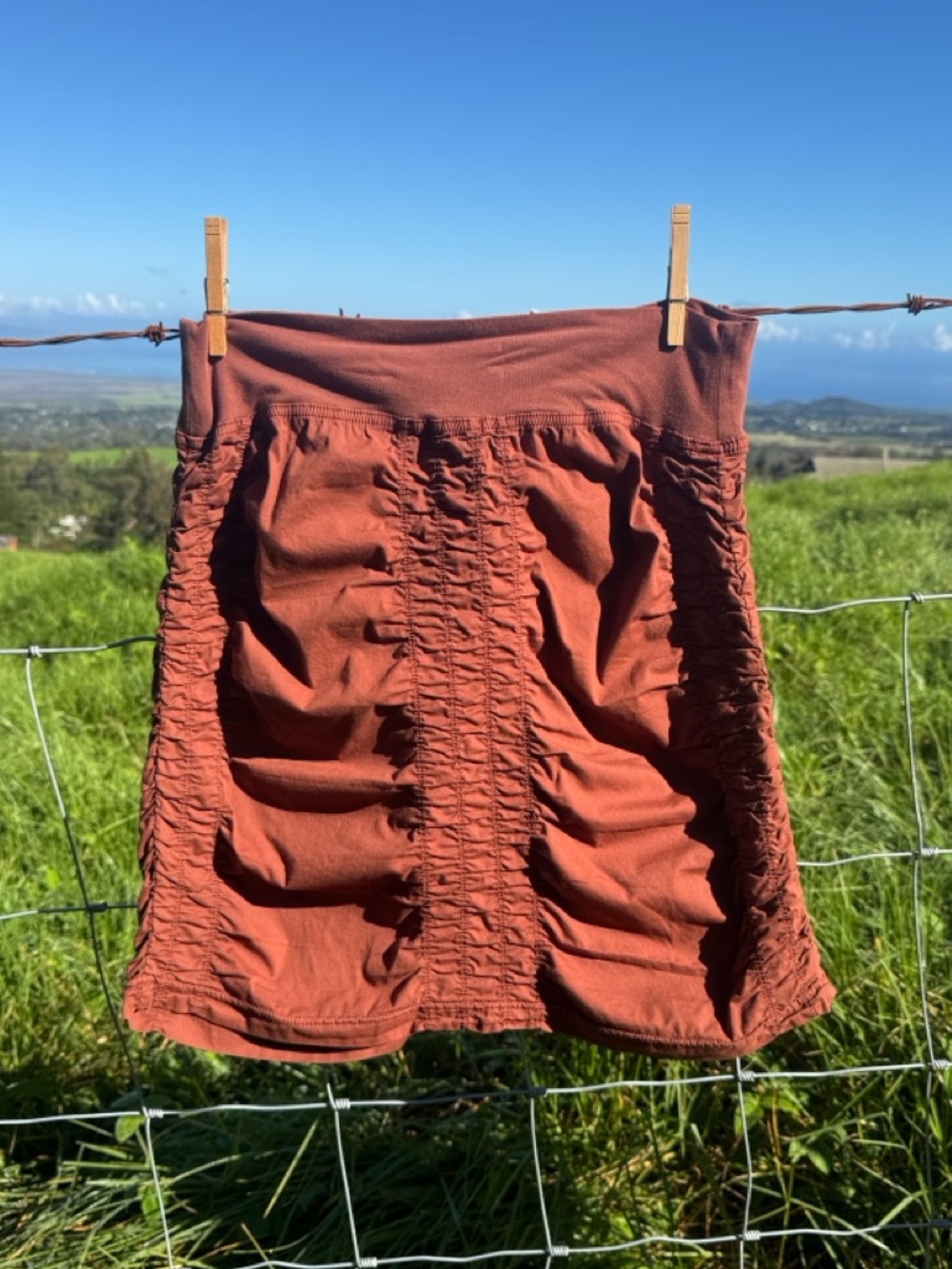 XCVI Wearables Rust Brown Rushed Mini Skirt XS